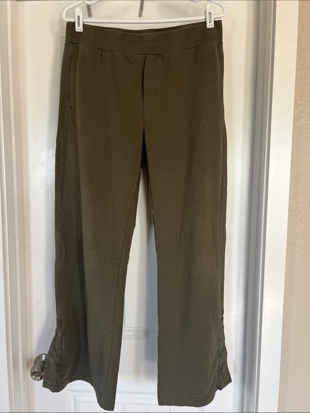 Pact Organic Cotton Wide Leg Track Lounge Pants Olive Green Size Large